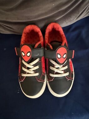 Spiderman Red and Black Kids Sneakers with Spider Emblems